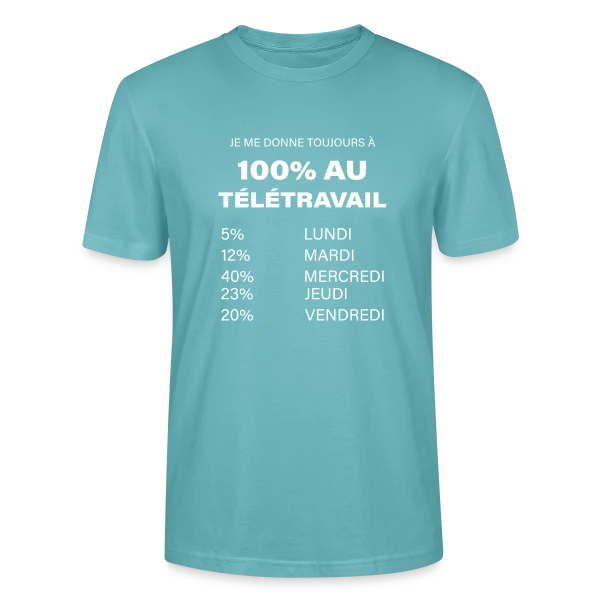 Maquette de T-shirt bio CRAFTER Stanley Stella Unisexe « Télétravail J'Adore » à personnaliser