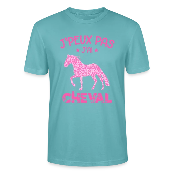 Maquette de T-shirt bio CRAFTER Stanley Stella Unisexe « J'peux Pas J'ai Cheval Rose » à personnaliser