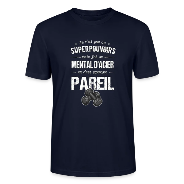 Maquette de T-shirt bio CRAFTER Stanley Stella Unisexe « Motivation Sport: Mental d'Acier » à personnaliser