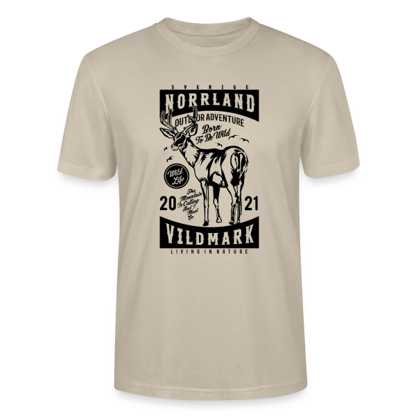 Maquette de T-shirt bio CRAFTER Stanley Stella Unisexe « Norrland Vildmark 2021 : L'Aventure Suédoise » à personnaliser