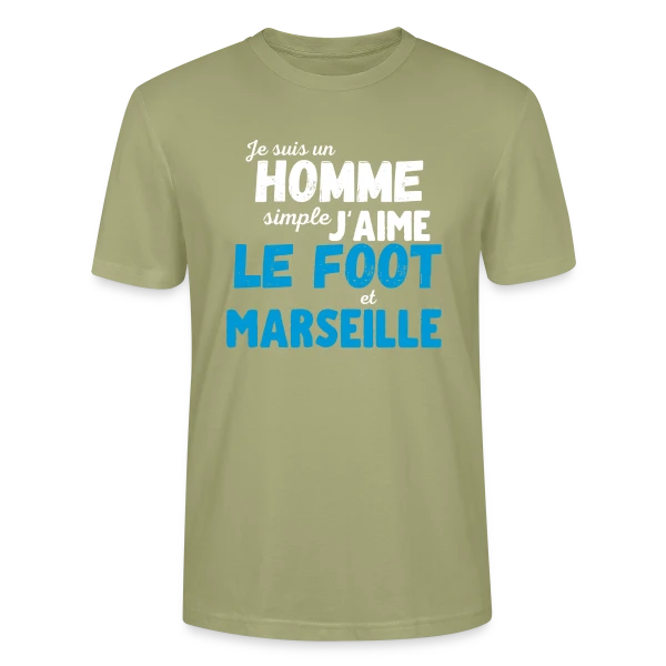 Maquette de T-shirt bio CRAFTER Stanley Stella Unisexe « J'aime Foot Marseille » à personnaliser