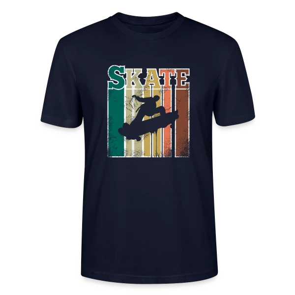 Maquette de T-shirt bio CRAFTER Stanley Stella Unisexe « Skate Esprit Rétro Vintage » à personnaliser
