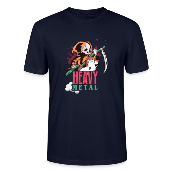 Maquette de T-shirt bio CRAFTER Stanley Stella Unisexe « Squelette Guitariste Heavy Metal » à personnaliser