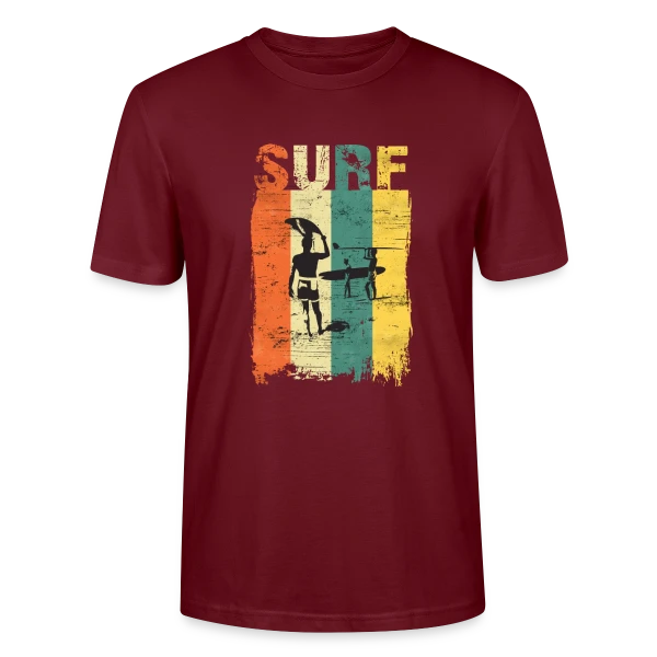 Maquette de T-shirt bio CRAFTER Stanley Stella Unisexe « Surfing Vintage | Passion Vagues » à personnaliser