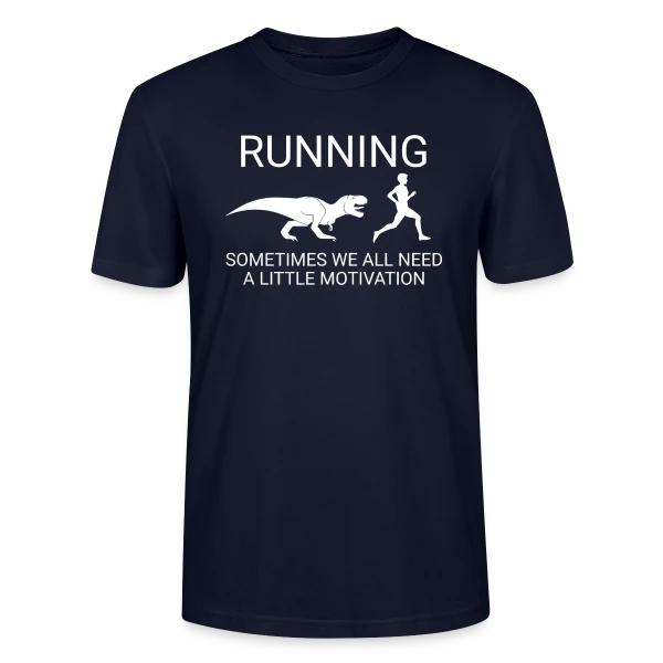Maquette de T-shirt bio CRAFTER Stanley Stella Unisexe « Dinosaure Coureur - Motivation Running » à personnaliser