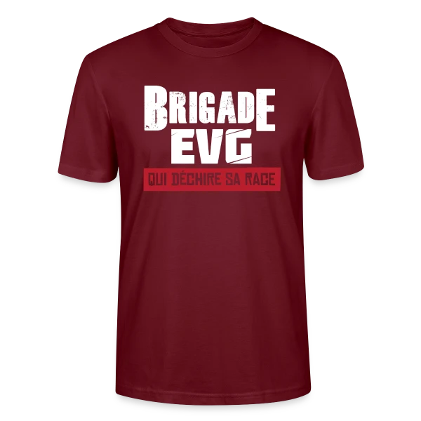 Maquette de T-shirt bio CRAFTER Stanley Stella Unisexe « Brigade EVG Qui Déchire » à personnaliser