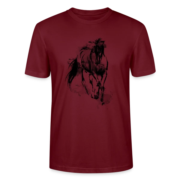 Maquette de T-shirt bio CRAFTER Stanley Stella Unisexe « Cheval Galop Aquarelle » à personnaliser