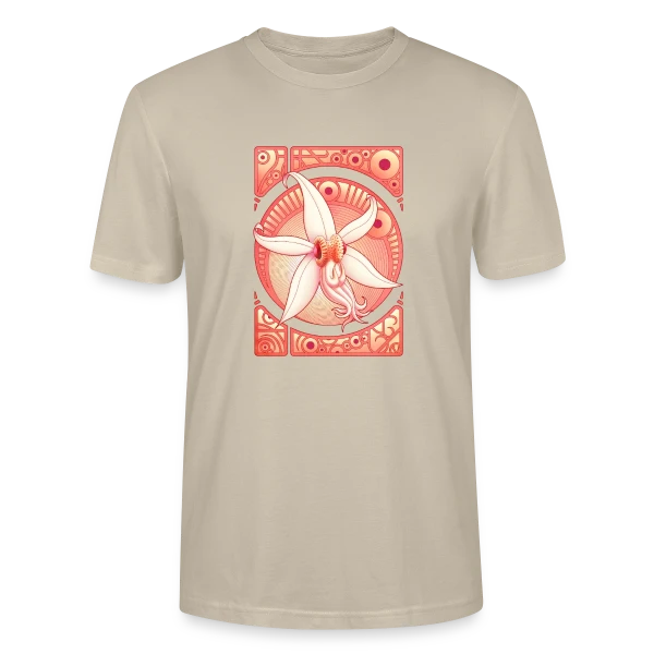 Maquette de T-shirt bio CRAFTER Stanley Stella Unisexe « Orchidée : Élégance Florale Délicate » à personnaliser