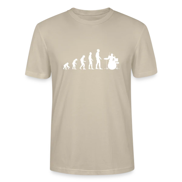 Maquette de T-shirt bio CRAFTER Stanley Stella Unisexe « Évolution Batteur – L'Humour Rythmé » à personnaliser