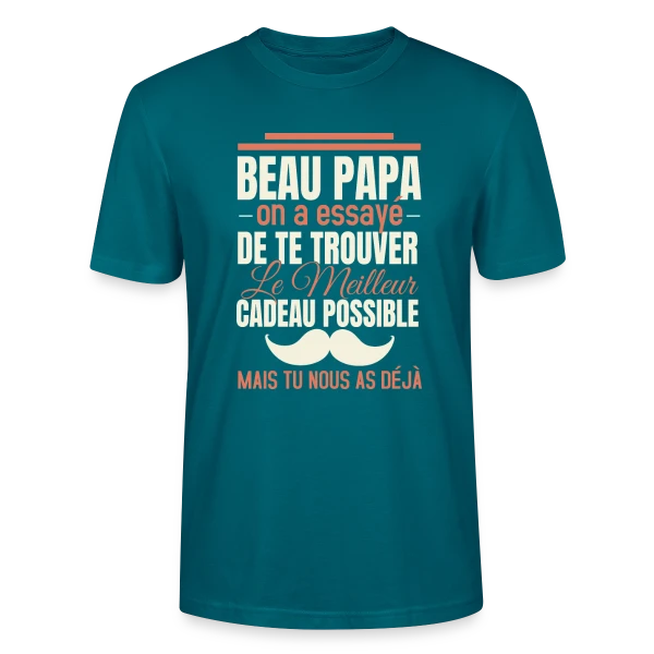 Maquette de T-shirt bio CRAFTER Stanley Stella Unisexe « Beau Papa, le Meilleur Cadeau C'est Toi ! Humour » à personnaliser