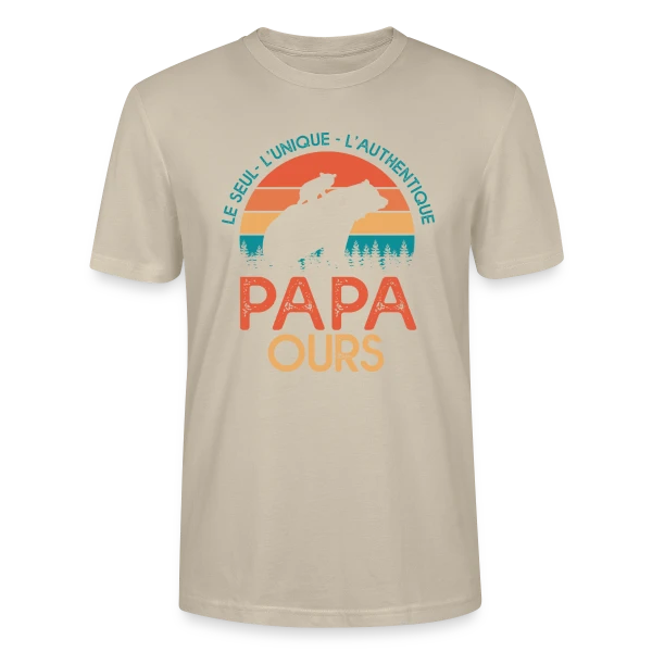 Maquette de T-shirt bio CRAFTER Stanley Stella Unisexe « Papa Ours - Le Cadeau Original pour la Fête des Pères » à personnaliser