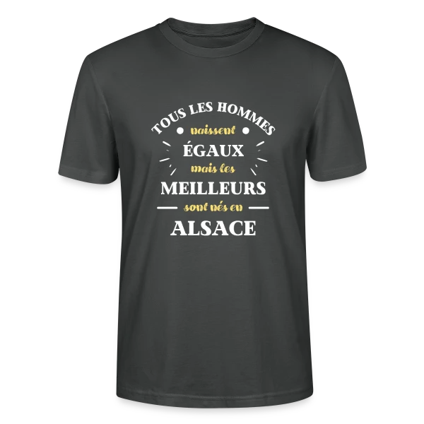Maquette de T-shirt bio CRAFTER Stanley Stella Unisexe « Hommes Égaux Alsace » à personnaliser
