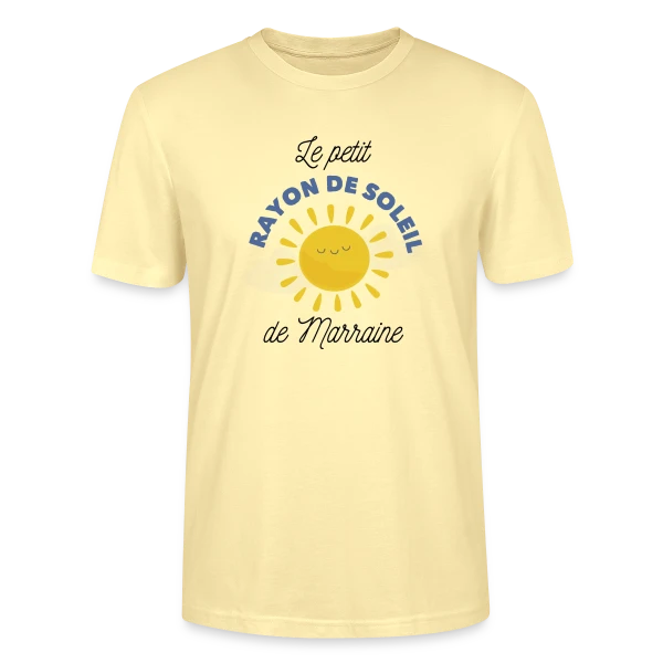 Maquette de T-shirt bio CRAFTER Stanley Stella Unisexe « Marraine : Mon Rayon de Soleil » à personnaliser