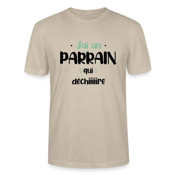 Maquette de T-shirt bio CRAFTER Stanley Stella Unisexe « J'ai un parrain qui déchire » à personnaliser