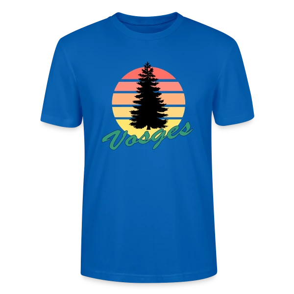 Maquette de T-shirt bio CRAFTER Stanley Stella Unisexe « Vosges : Sapin au Coucher de Soleil Vintage » à personnaliser