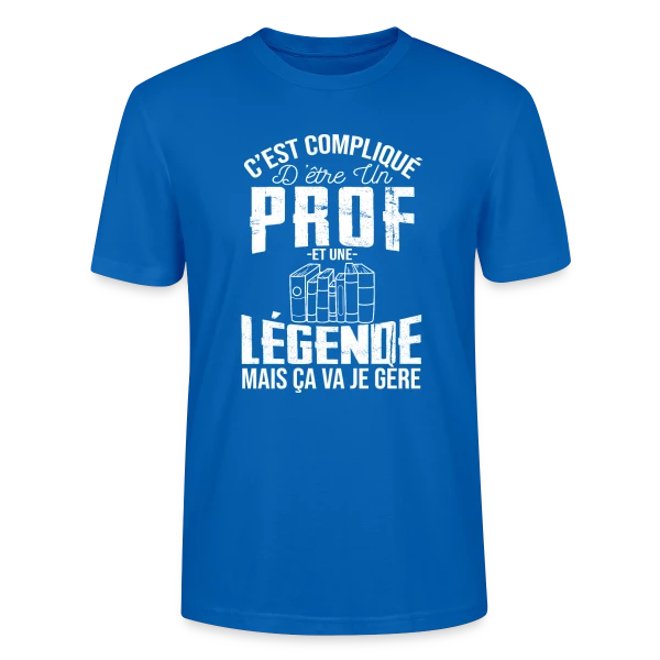 Maquette de T-shirt bio CRAFTER Stanley Stella Unisexe « Professeur Légende - C'est compliqué mais je gère » à personnaliser