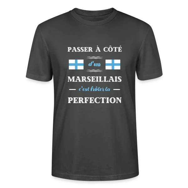 Maquette de T-shirt bio CRAFTER Stanley Stella Unisexe « Humour Marseillais Perfection » à personnaliser