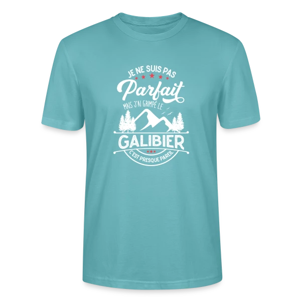 Maquette de T-shirt bio CRAFTER Stanley Stella Unisexe « Ascension du Galibier : Presque Parfait, J'ai Grimpé le Galibier ! » à personnaliser