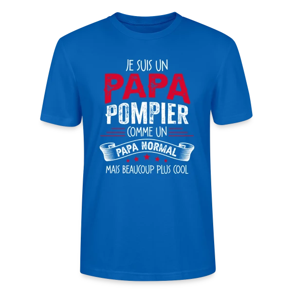 Maquette de T-shirt bio CRAFTER Stanley Stella Unisexe « Papa Pompier : Comme un Papa Normal, Mais Plus Cool ! » à personnaliser