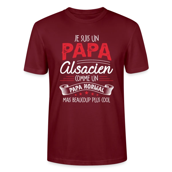 Maquette de T-shirt bio CRAFTER Stanley Stella Unisexe « Papa Alsacien : Comme un Papa Normal, Mais Plus Cool ! » à personnaliser