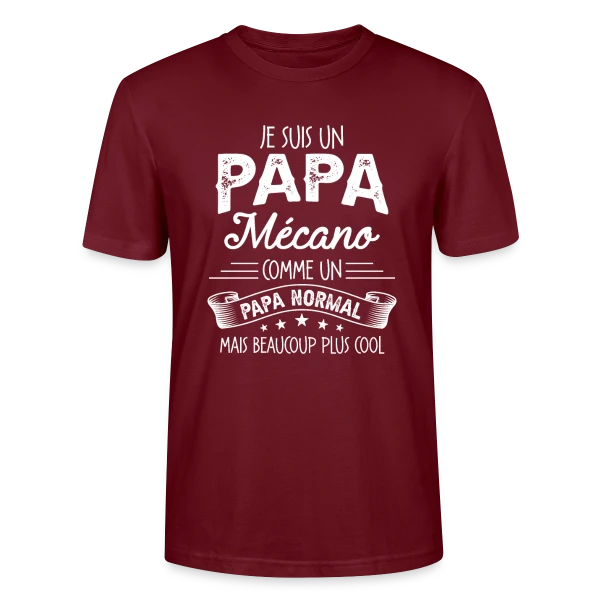 Maquette de T-shirt bio CRAFTER Stanley Stella Unisexe « Papa Mécano Humour - Beaucoup Plus Cool » à personnaliser