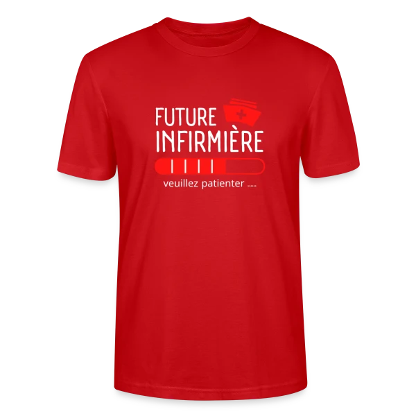 Maquette de T-shirt bio CRAFTER Stanley Stella Unisexe « Future Infirmière : Patientez ! T-shirt Humour et Motivation » à personnaliser
