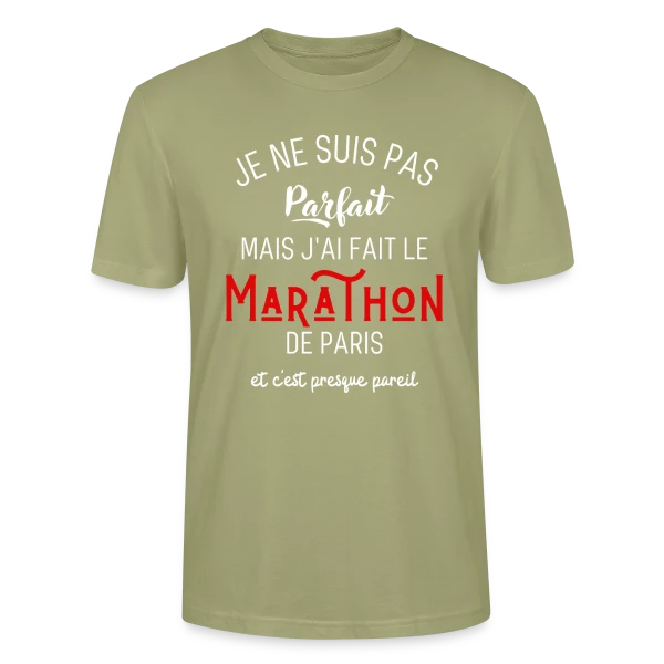 Maquette de T-shirt bio CRAFTER Stanley Stella Unisexe « Marathon Paris Humour » à personnaliser