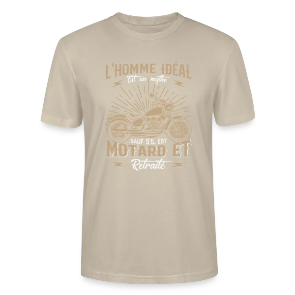 Maquette de T-shirt bio CRAFTER Stanley Stella Unisexe « Motard L'Homme Idéal - Humour Moto Biker » à personnaliser