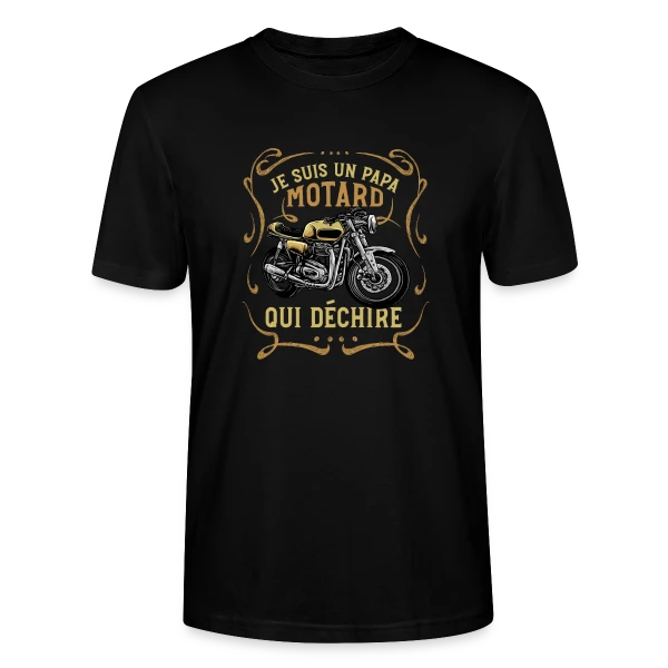 Maquette de T-shirt bio CRAFTER Stanley Stella Unisexe « Papa Motard Qui Déchire - Cadeau Humour Moto » à personnaliser