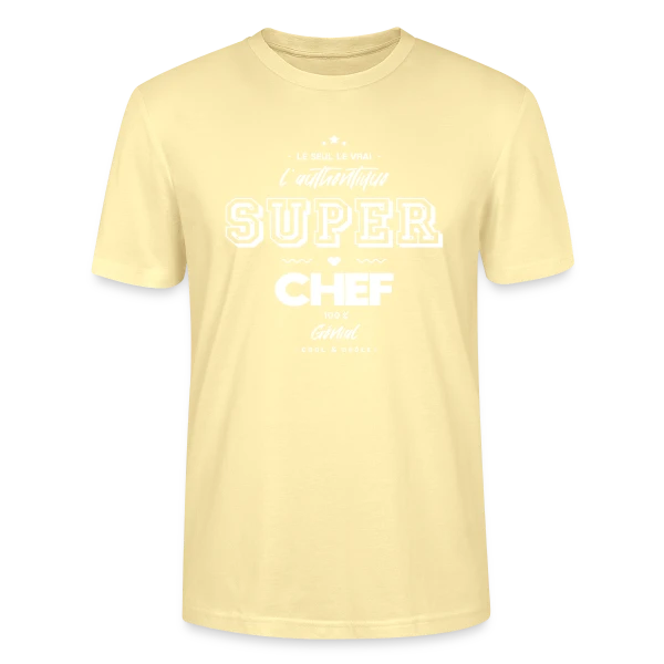 Maquette de T-shirt bio CRAFTER Stanley Stella Unisexe « Super Chef Génial : L'Authentique » à personnaliser