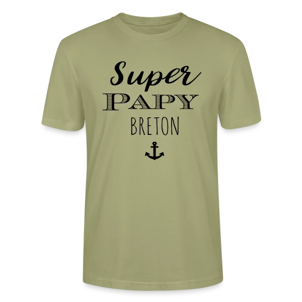 Maquette de T-shirt bio CRAFTER Stanley Stella Unisexe « Super Papy Breton » à personnaliser