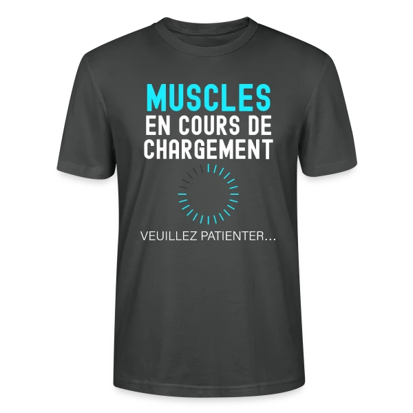 Maquette de T-shirt bio CRAFTER Stanley Stella Unisexe « Muscles en Cours de Chargement » à personnaliser