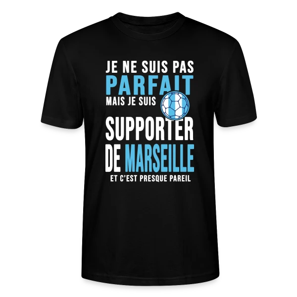 Maquette de T-shirt bio CRAFTER Stanley Stella Unisexe « Supporter de l'OM : Humour Marseillais » à personnaliser