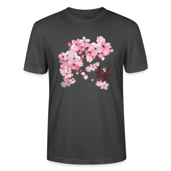 Maquette de T-shirt bio CRAFTER Stanley Stella Unisexe « Sakura : Fleurs de Cerisier Japonaises » à personnaliser