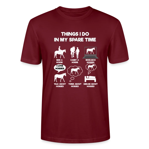 Maquette de T-shirt bio CRAFTER Stanley Stella Unisexe « Mes Passions : Écran et Chevaux » à personnaliser