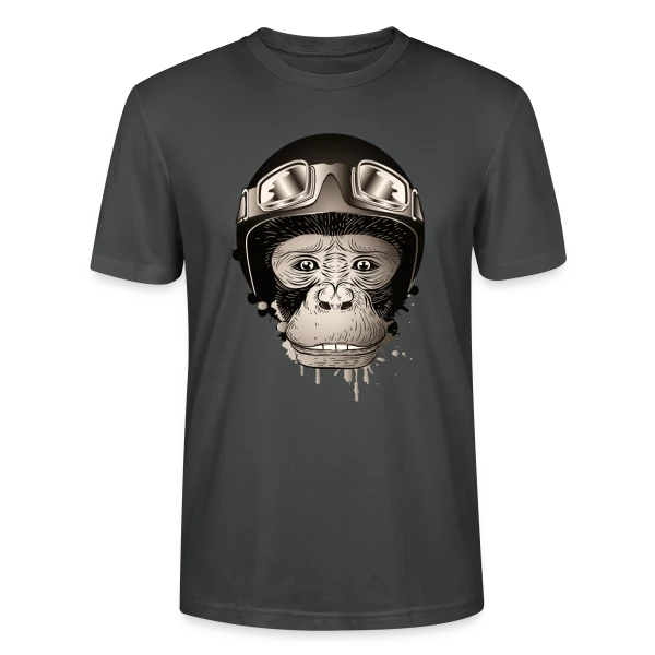 Maquette de T-shirt bio CRAFTER Stanley Stella Unisexe « Chimpanzé Motard Rétro – L'Aventure à Deux Roues » à personnaliser