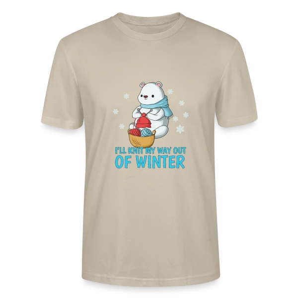 Maquette de T-shirt bio CRAFTER Stanley Stella Unisexe « Ours Polaire Tricote l'Hiver » à personnaliser