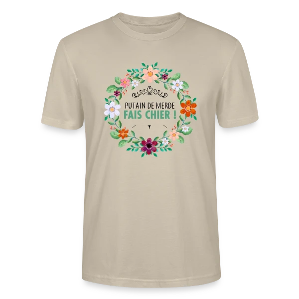 Maquette de T-shirt bio CRAFTER Stanley Stella Unisexe « Coup de Gueule Fleuri » à personnaliser