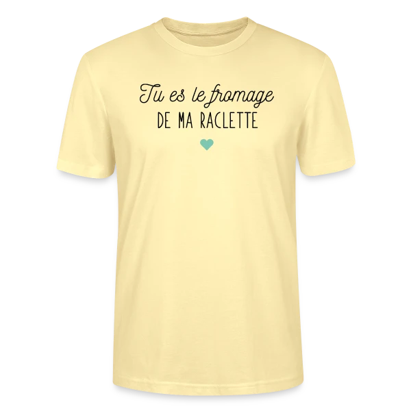 Maquette de T-shirt bio CRAFTER Stanley Stella Unisexe « Tu es le Fromage de ma Raclette : Déclaration Gourmande » à personnaliser
