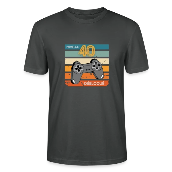 Maquette de T-shirt bio CRAFTER Stanley Stella Unisexe « Anniversaire 40 Ans Gamer Niveau 40 Humour » à personnaliser