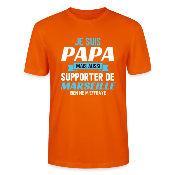 Maquette de T-shirt bio CRAFTER Stanley Stella Unisexe « Papa Supporter Marseillais » à personnaliser