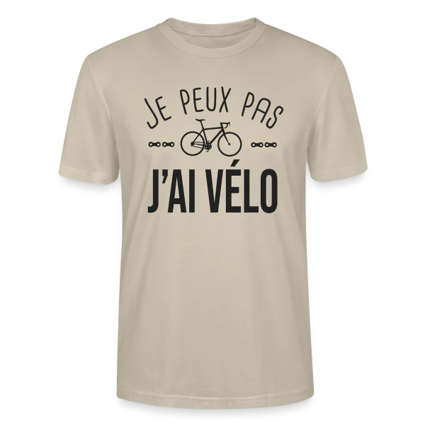 Maquette de T-shirt bio CRAFTER Stanley Stella Unisexe « Je Peux Pas J'ai Vélo - Humour Cycliste » à personnaliser