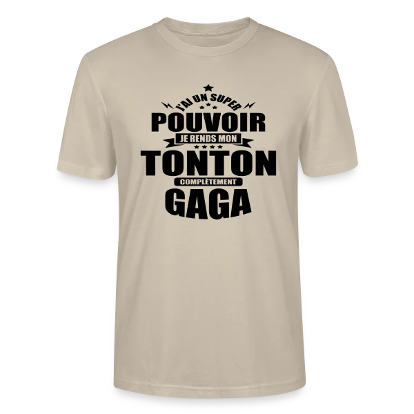 Maquette de T-shirt bio CRAFTER Stanley Stella Unisexe « Humour Tonton : Je Rends Mon Tonton Gaga » à personnaliser