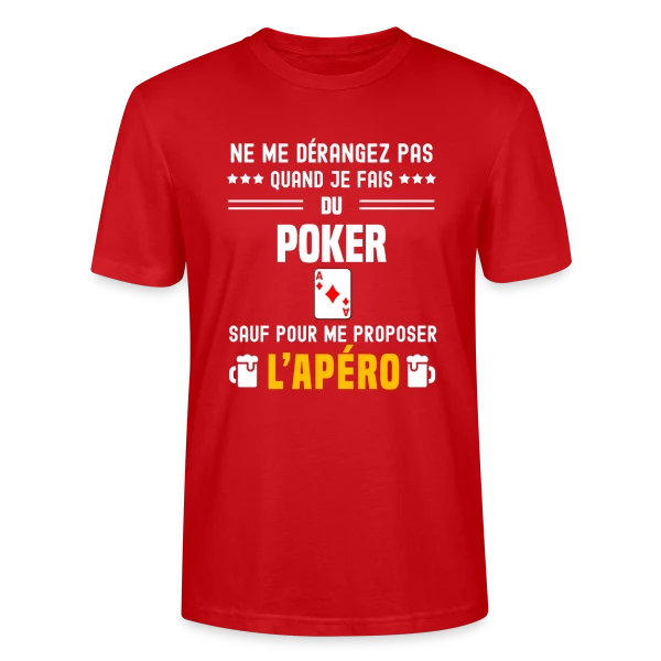 Maquette de T-shirt bio CRAFTER Stanley Stella Unisexe « poker ne dérangez pas sauf apéro » à personnaliser