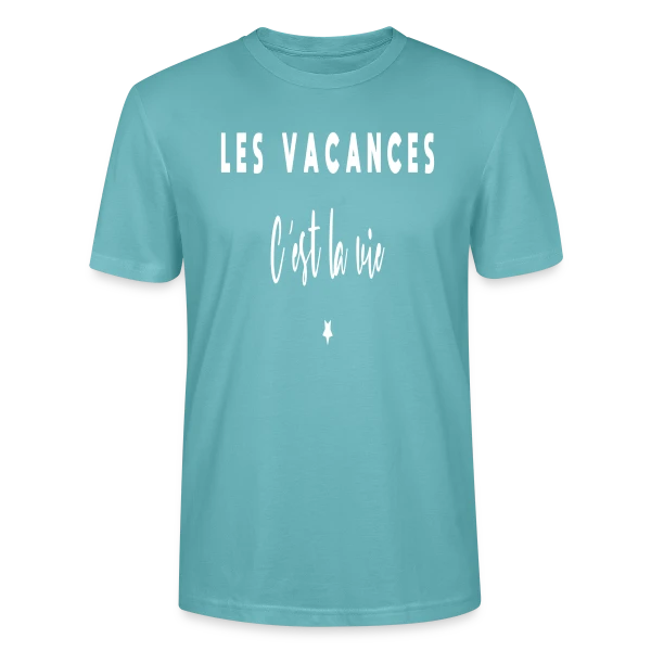 Maquette de T-shirt bio CRAFTER Stanley Stella Unisexe « Les Vacances, C'est la Vie : Évasion et Humour » à personnaliser