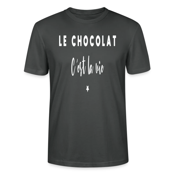Maquette de T-shirt bio CRAFTER Stanley Stella Unisexe « Le Chocolat, C'est la Vie : Douceur et Humour » à personnaliser