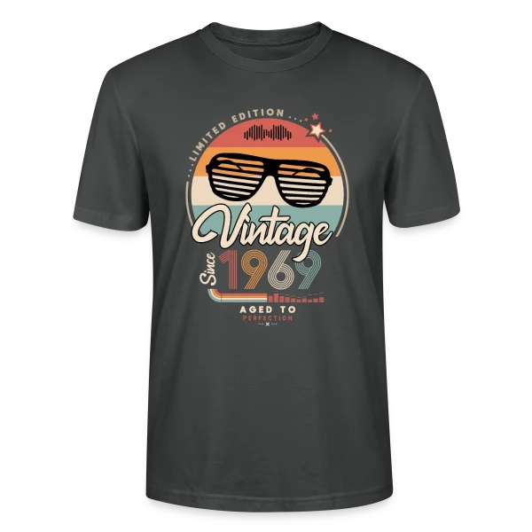 Maquette de T-shirt bio CRAFTER Stanley Stella Unisexe « Vintage Depuis 1969 : L'Année Légendaire » à personnaliser