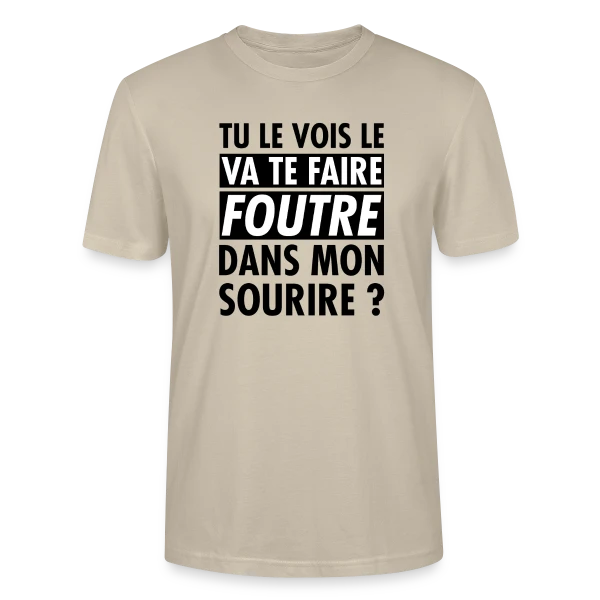 Maquette de T-shirt bio CRAFTER Stanley Stella Unisexe « L'Œil Qui Dit Tout : "Va te faire foutre ?" » à personnaliser