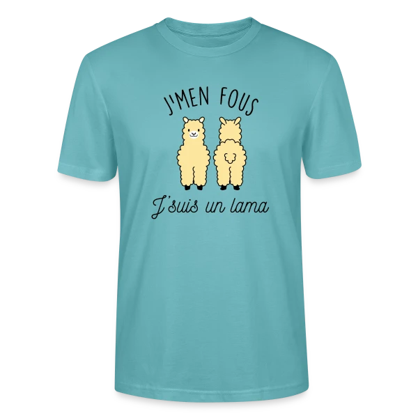 Maquette de T-shirt bio CRAFTER Stanley Stella Unisexe « "J'men fous j'suis un lama" - Humour Décalé » à personnaliser
