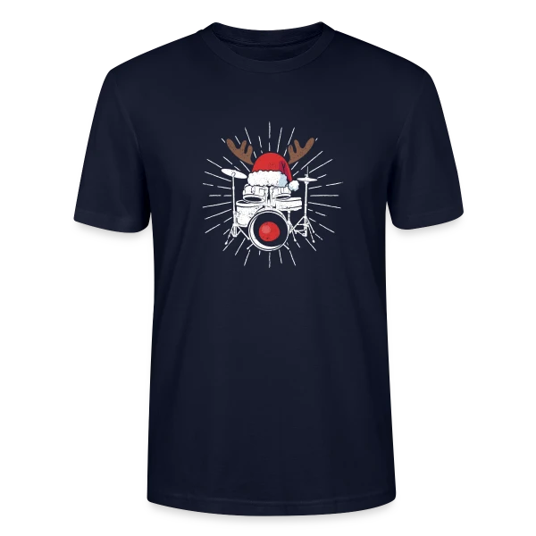 Maquette de T-shirt bio CRAFTER Stanley Stella Unisexe « Batterie Pyjama Noël Festif » à personnaliser